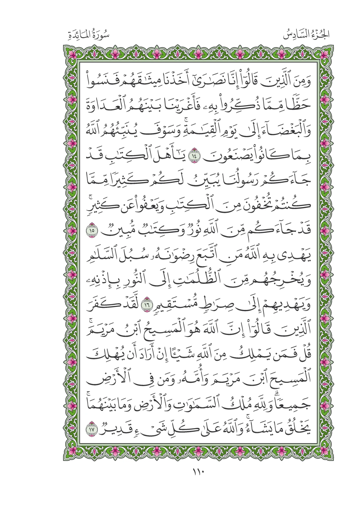 مصحف المدينة النبوية — طبعة المجمع، الصفحة 110